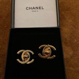 Authentic vintage CHANEL cc turn lock earrings